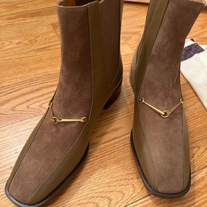 NEW Tory Burch Flat Brown Boots with Gold Chain - Size 11